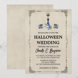 Convite Casamento de Halloween Vintage Elegante