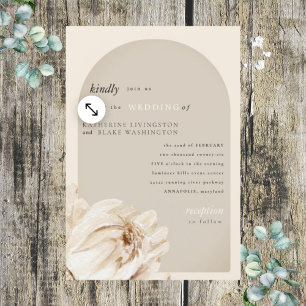 Convite Casamento de Haste Floral Bege Moderno