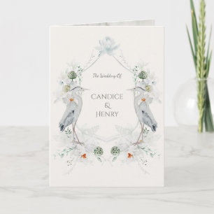 Convite Casamento de Herões Azuis Herônicos Flores Branc