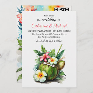 Convite Casamento de Hibiscus Summer Holiday Beach Hawaiia