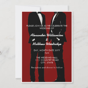 Convite Casamento de Homens Gay Modernos Elegantes
