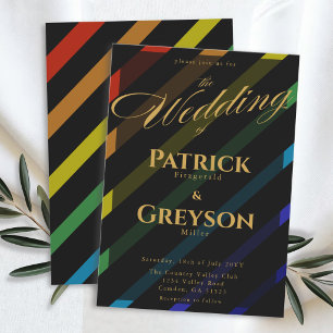 Convite Casamento de Homens Gays Elegante Arco-Íris