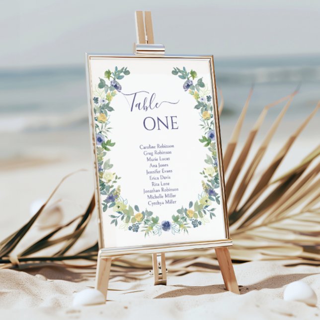 Convite Casamento de horta floral azul-amarela boêmia (Criador carregado)