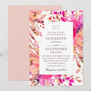 Convite Casamento de horta floral com cor de água e cor d