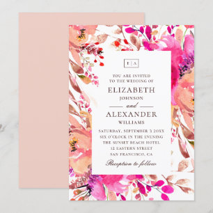 Convite Casamento de horta floral com cor de água e cor d