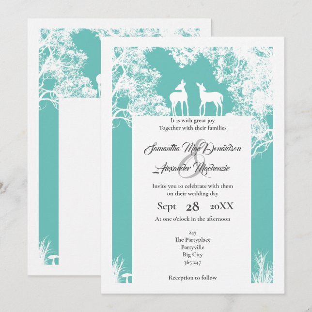 Convite Casamento de hortelã de madeira (Frente/Verso)