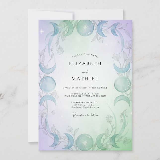 Convite Casamento de Hortelã e Periwinkle Celestial Eucali (Frente)