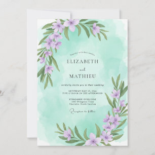 Convite Casamento de Hortelã Lilás Eucalipto