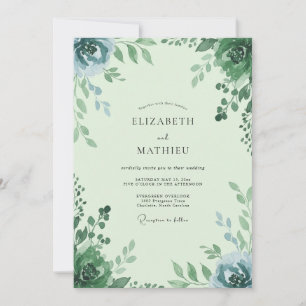 Convite Casamento de Hortelã, Salvia e Folhas de Eucalipto