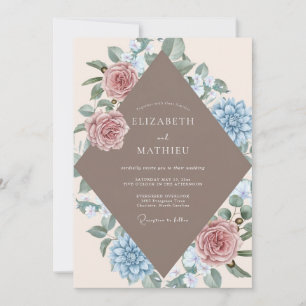 Convite Casamento de Hortênsia Bege Mauve Eucalipto
