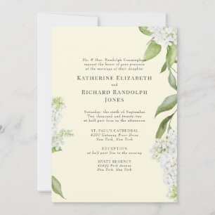 Convite Casamento de Hortênsia Branca Elegante Amarela