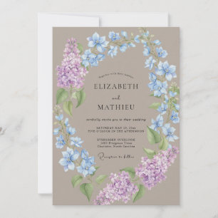 Convite Casamento de Hortênsia Eucalipto Azul Bege