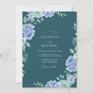 Convite Casamento de Hortênsia Eucalipto Azul-Violeta