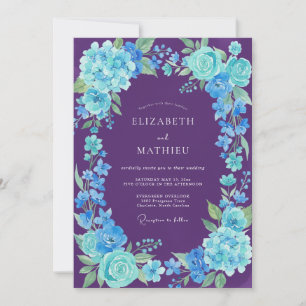 Convite Casamento de Hortênsia Eucalipto Ciano Roxo