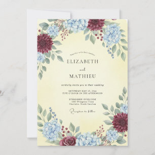 Convite Casamento de Hortênsia Eucalipto Cornflower Borgon