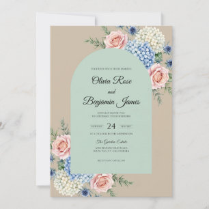 Convite Casamento de Hortênsia Eucalipto Macio Periwinkle