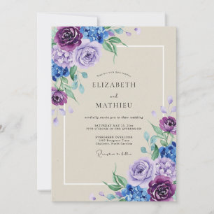 Convite Casamento de Hortênsia Eucalipto Periwinkle Ametis