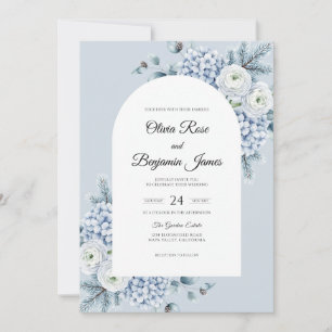Convite Casamento de Hortênsia Eucalipto Prata Gelo
