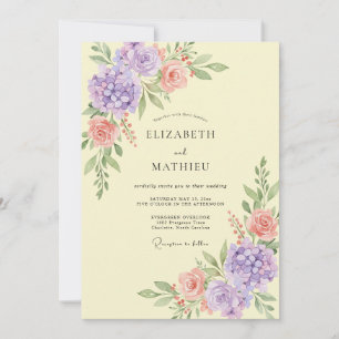 Convite Casamento de Hortênsia Lilás Eucalipto Manteiga