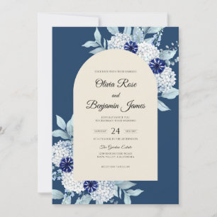Convite Casamento de Hortênsia Navy Eucalipto Silenciado