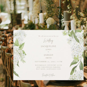 Convite Casamento de Hortênsias Brancas Elegantes