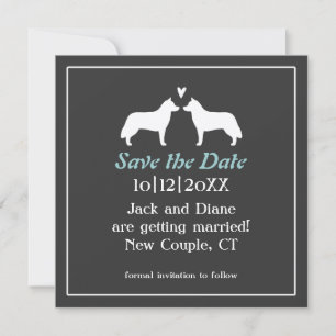 Convite Casamento de Huskies Siberianos Salve a Data