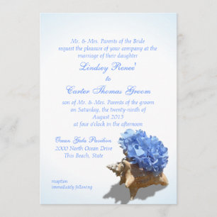 Convite Casamento de Hydrangea Azul Seashore