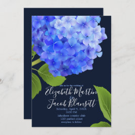 Convite Casamento de Hydrangea Azul Watercolor