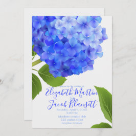 Convite Casamento de Hydrangea Azul Watercolor