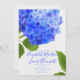 Convite Casamento de Hydrangea Azul Watercolor