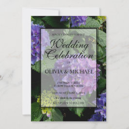 Convite Casamento de Hydrangea floral azul-púrpura elegant
