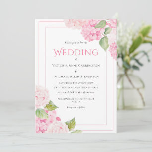 Convite Casamento de Hydrangea Floral Floral Watercolor Ro