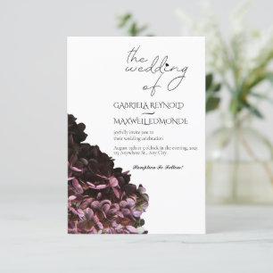 Convite Casamento de Hydrangea Preta e Branca