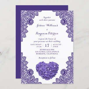 Convite Casamento de Hydrangea Roxo Roxo Personalizado