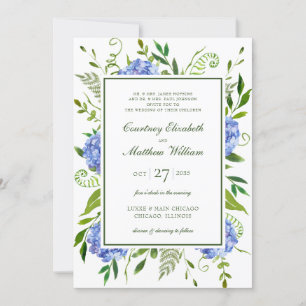 Convite Casamento de Hydrangeas Azul
