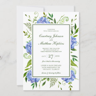 Convite Casamento de Hydrangeas Azul