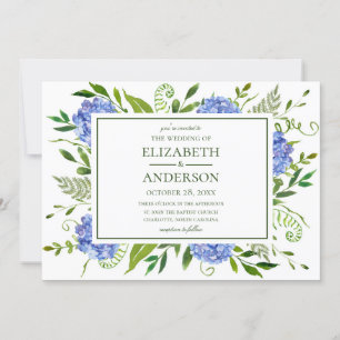 Convite Casamento de Hydrangeas Azul