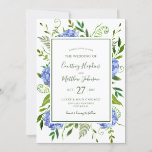 Convite Casamento de Hydrangeas Azul