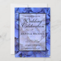 Casamento de Hydrangeas florais elegantes e azuis