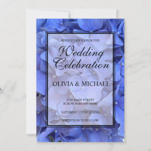 Convite Casamento de Hydrangeas florais elegantes e azuis