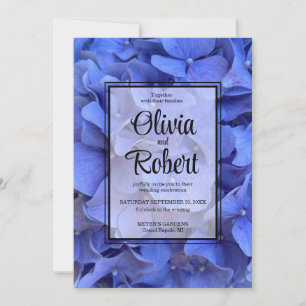 Convite Casamento de Hydrangeas florais elegantes e azuis