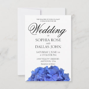 Convite Casamento de Hydrangeas florais elegantes e azuis