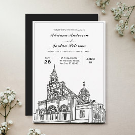 Convite Casamento de Igreja Negra e Branca