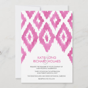 Convite Casamento de Ikat Rosa