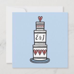 Convite Casamento de Ilustração de Bolo Personalizado