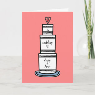 Convite Casamento de Ilustração de Bolo Personalizado