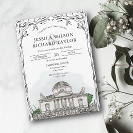 Convite Casamento de Ilustração de Local Desenhado à Mão P