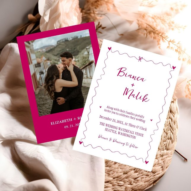 Convite Casamento de ilustração Scribble Pink desenhado à  (Criador carregado)