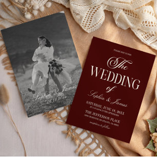 Convite Casamento de Imagem de Marfim Burgundy Escuro Mode