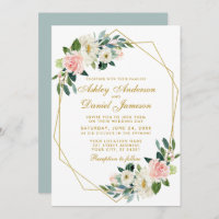 Casamento de imagens geométricas Douradas Rosa Flo